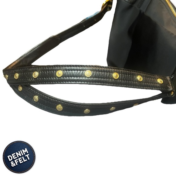 Versace Unisex Black & Gold Nylon Sun Logo Studded Backpack | EUC!! 💛🖤💛🖤 - Picture 8 of 16